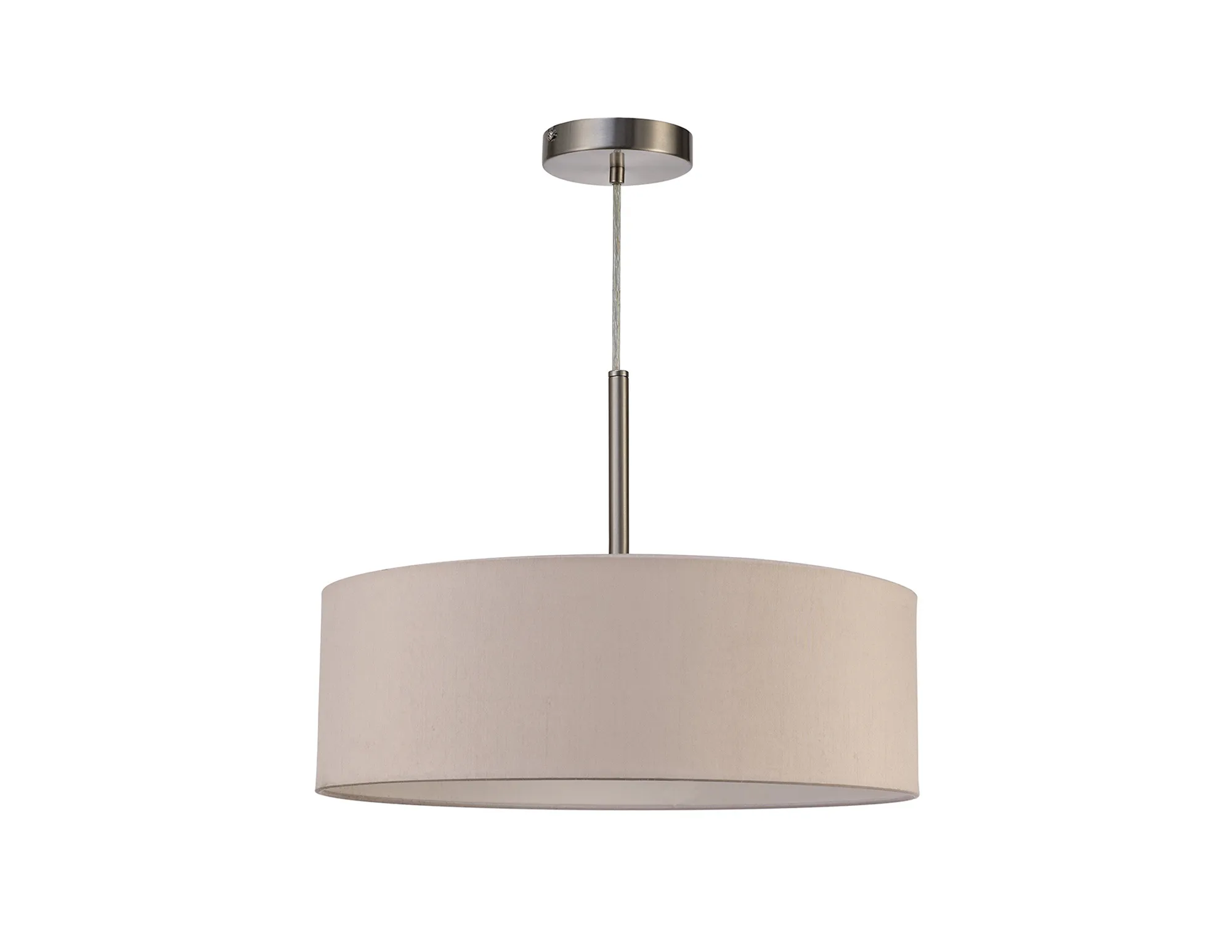Baymont 45cm 3 Light Pendant Satin Nickel, Nude Beige/Moonlight DK0717  Deco Baymont SN NU